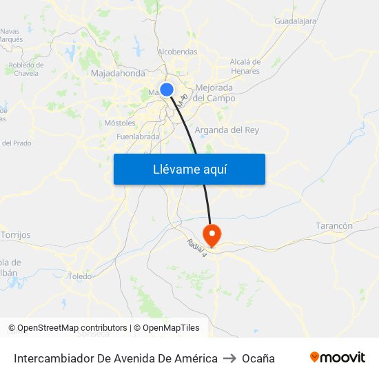 Intercambiador De Avenida De América to Ocaña map