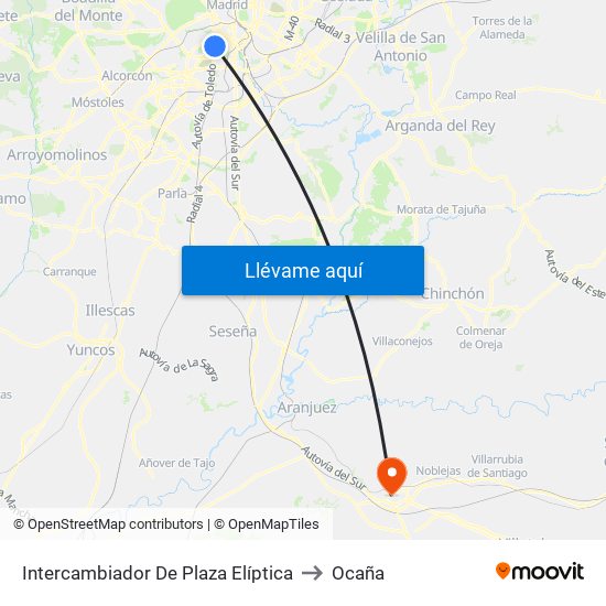 Intercambiador De Plaza Elíptica to Ocaña map