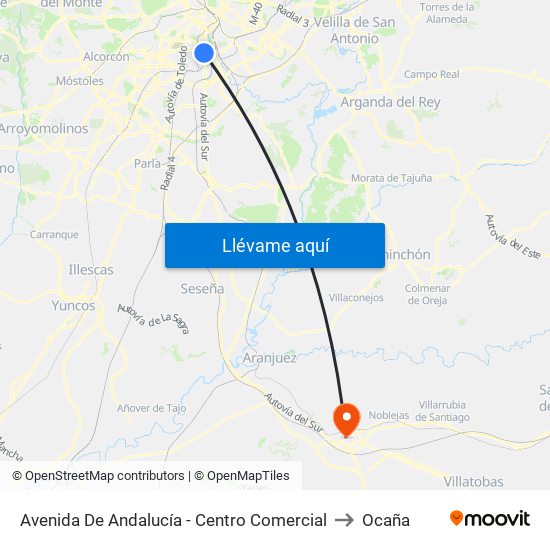 Avenida De Andalucía - Centro Comercial to Ocaña map