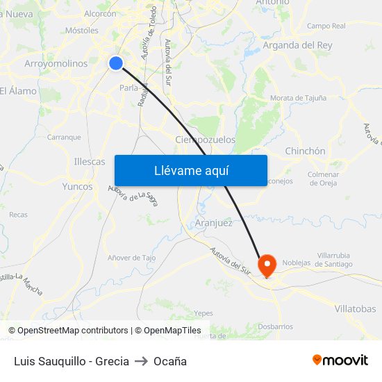 Luis Sauquillo - Grecia to Ocaña map