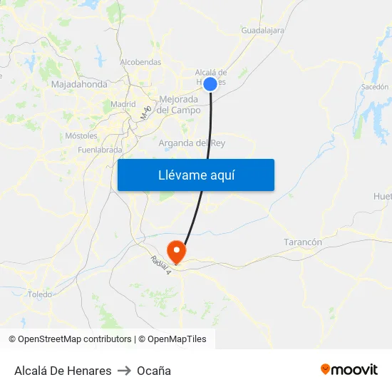 Alcalá De Henares to Ocaña map