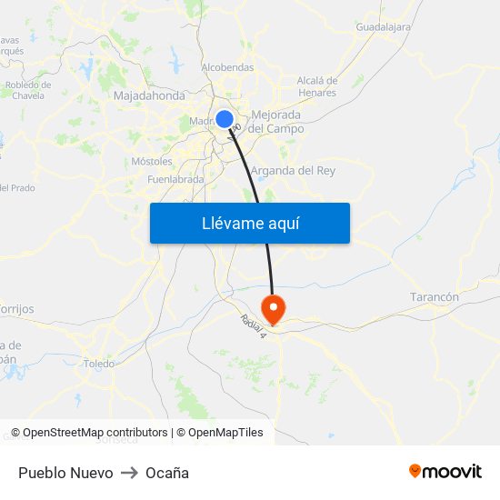 Pueblo Nuevo to Ocaña map