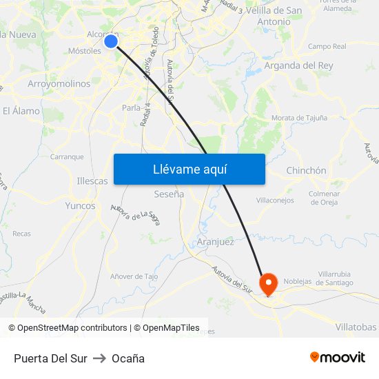 Puerta Del Sur to Ocaña map