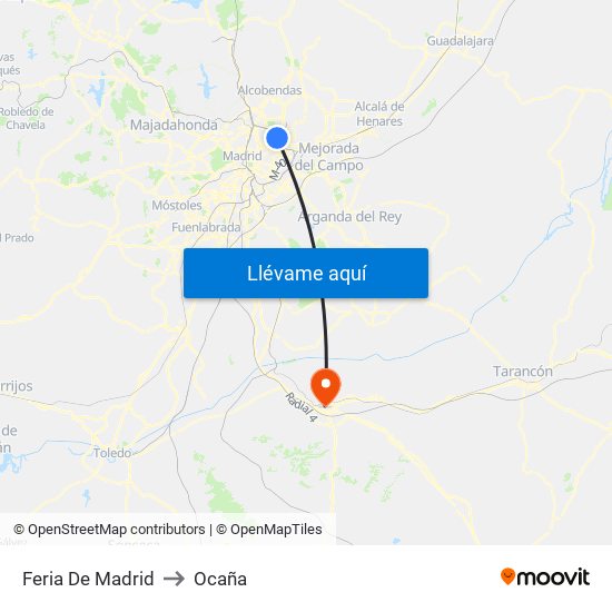 Feria De Madrid to Ocaña map