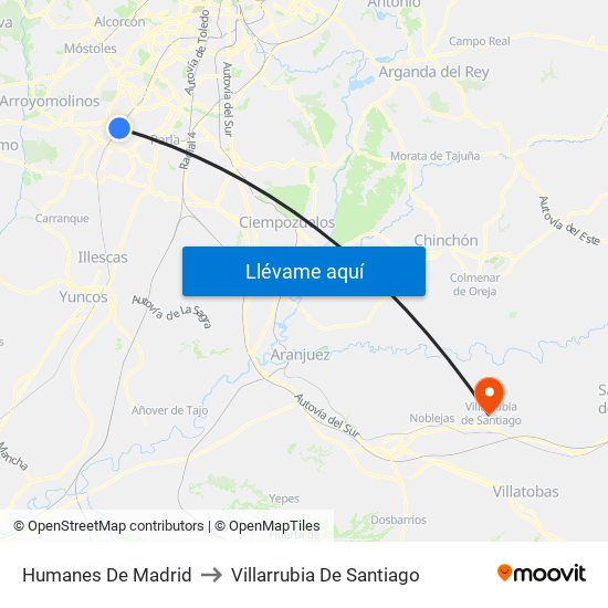 Humanes De Madrid to Villarrubia De Santiago map