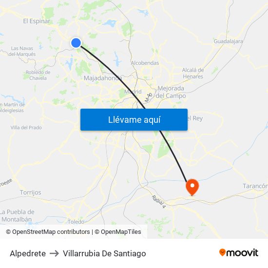 Alpedrete to Villarrubia De Santiago map