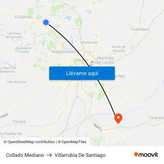 Collado Mediano to Villarrubia De Santiago map