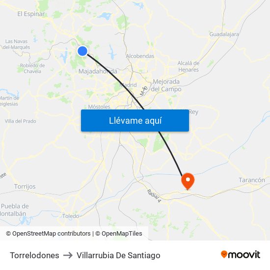 Torrelodones to Villarrubia De Santiago map