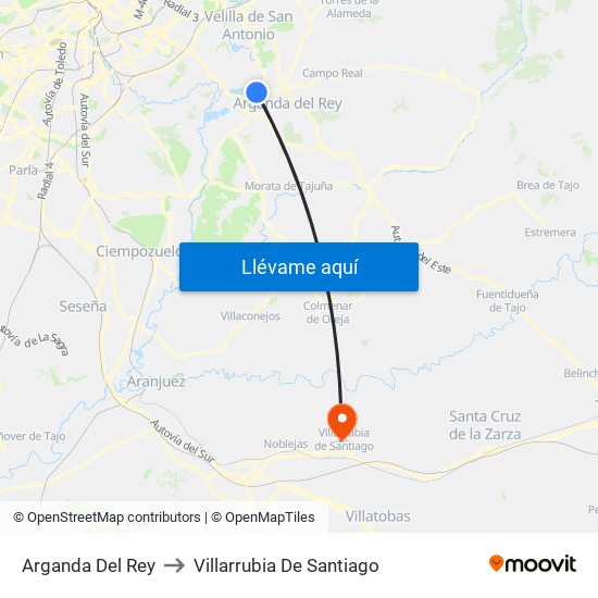 Arganda Del Rey to Villarrubia De Santiago map