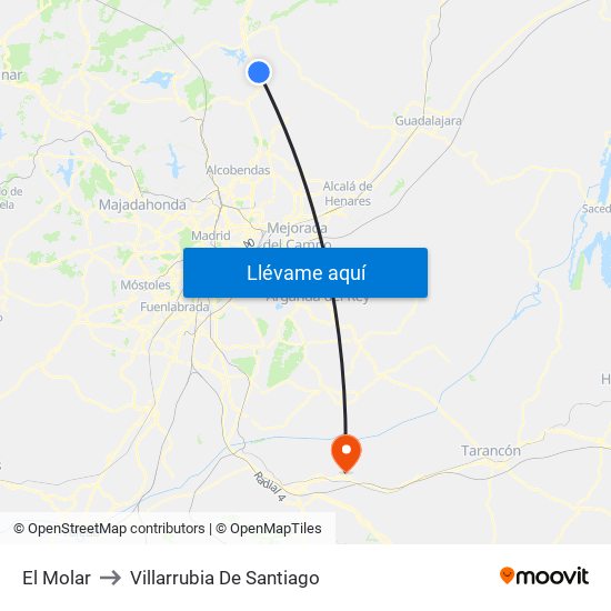 El Molar to Villarrubia De Santiago map