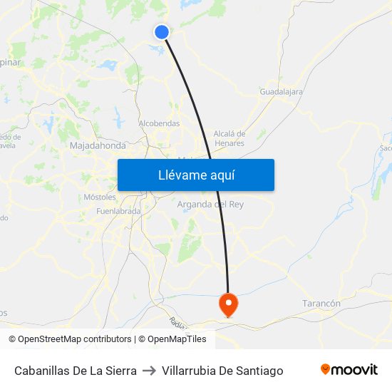 Cabanillas De La Sierra to Villarrubia De Santiago map