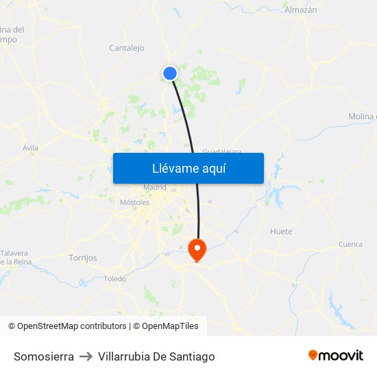 Somosierra to Villarrubia De Santiago map
