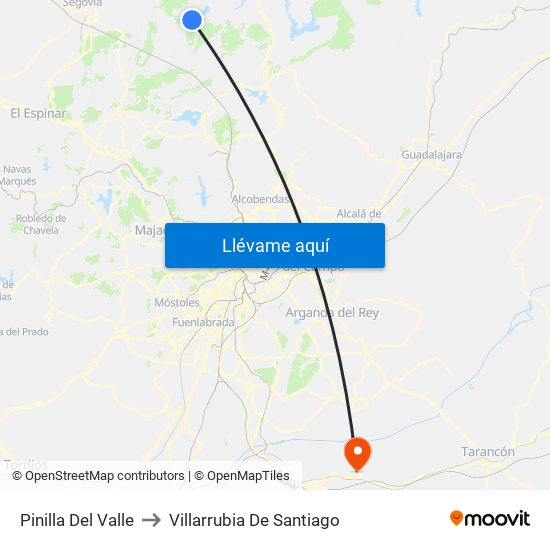 Pinilla Del Valle to Villarrubia De Santiago map