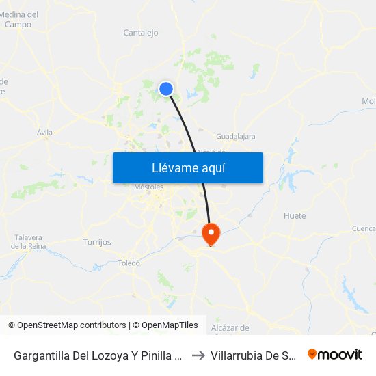 Gargantilla Del Lozoya Y Pinilla De Buitrago to Villarrubia De Santiago map