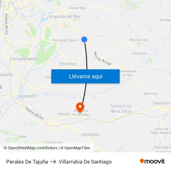 Perales De Tajuña to Villarrubia De Santiago map