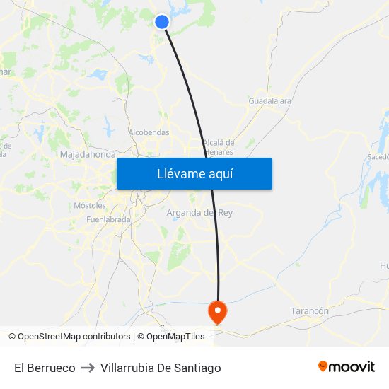 El Berrueco to Villarrubia De Santiago map