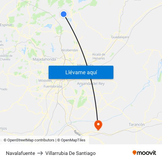 Navalafuente to Villarrubia De Santiago map