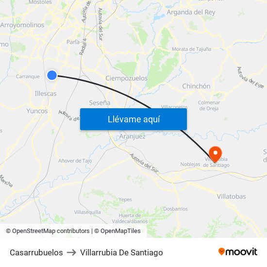Casarrubuelos to Villarrubia De Santiago map