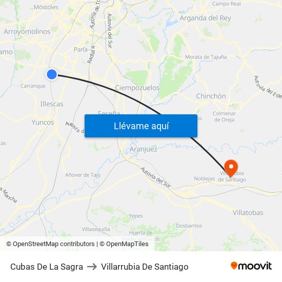 Cubas De La Sagra to Villarrubia De Santiago map