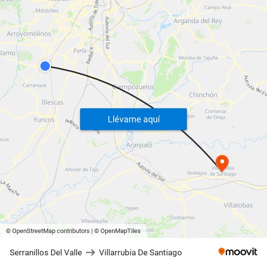 Serranillos Del Valle to Villarrubia De Santiago map
