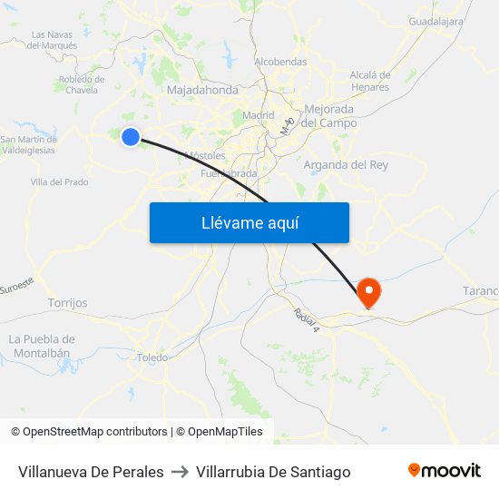 Villanueva De Perales to Villarrubia De Santiago map