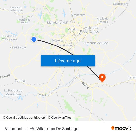 Villamantilla to Villarrubia De Santiago map
