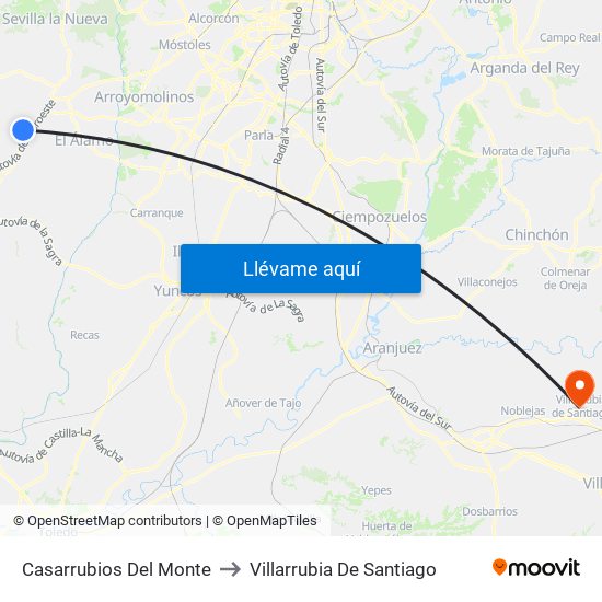 Casarrubios Del Monte to Villarrubia De Santiago map