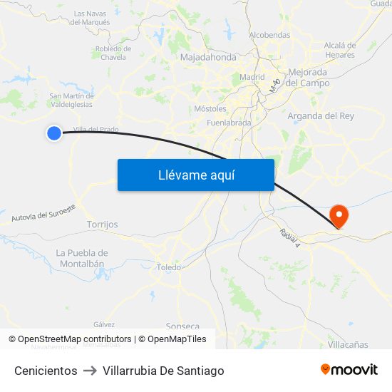 Cenicientos to Villarrubia De Santiago map