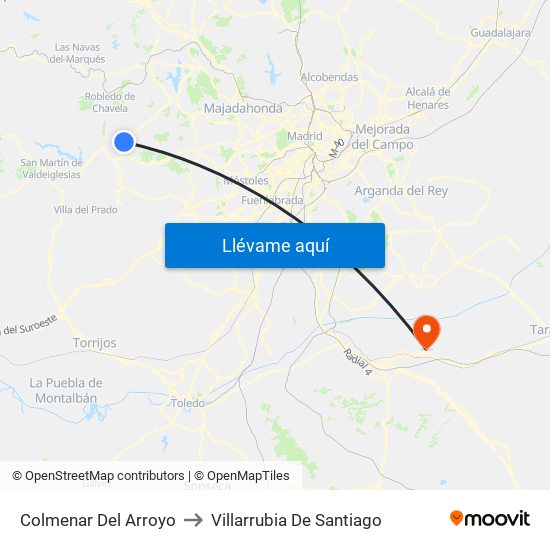 Colmenar Del Arroyo to Villarrubia De Santiago map
