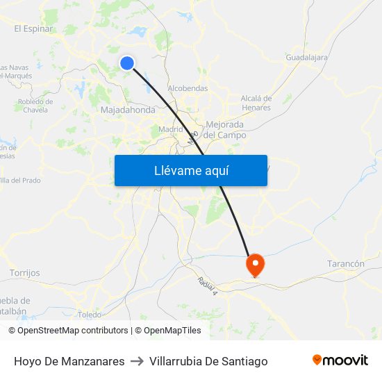 Hoyo De Manzanares to Villarrubia De Santiago map