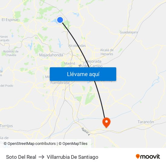Soto Del Real to Villarrubia De Santiago map