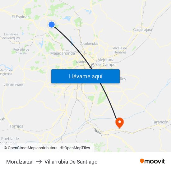 Moralzarzal to Villarrubia De Santiago map