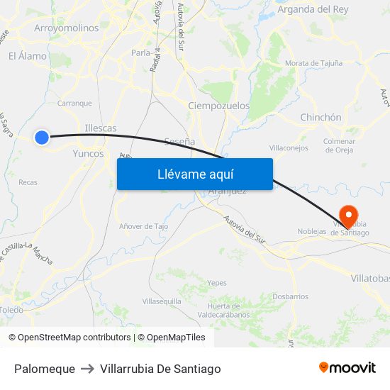 Palomeque to Villarrubia De Santiago map