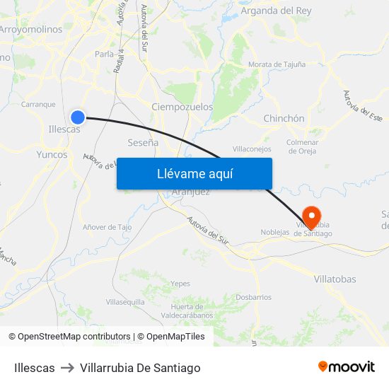 Illescas to Villarrubia De Santiago map