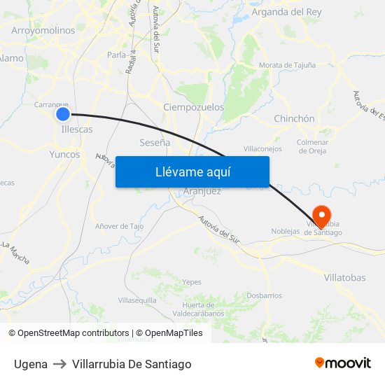 Ugena to Villarrubia De Santiago map
