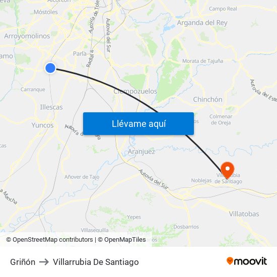 Griñón to Villarrubia De Santiago map