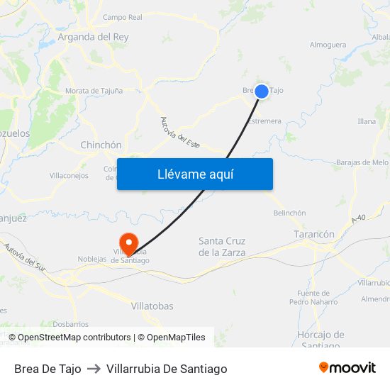 Brea De Tajo to Villarrubia De Santiago map