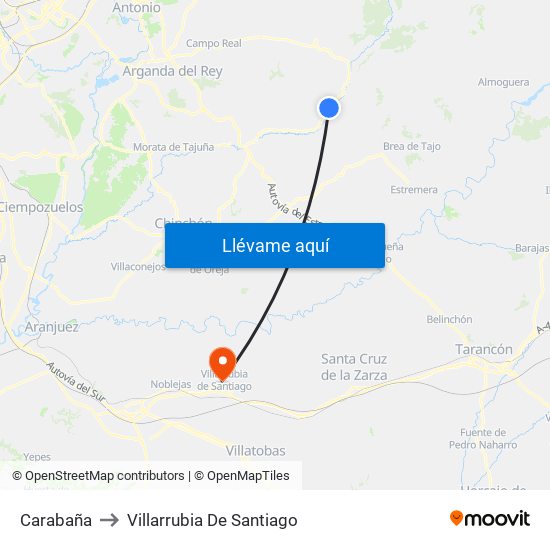 Carabaña to Villarrubia De Santiago map