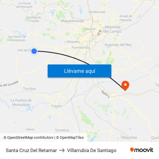 Santa Cruz Del Retamar to Villarrubia De Santiago map