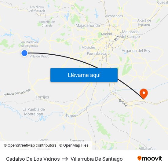 Cadalso De Los Vidrios to Villarrubia De Santiago map
