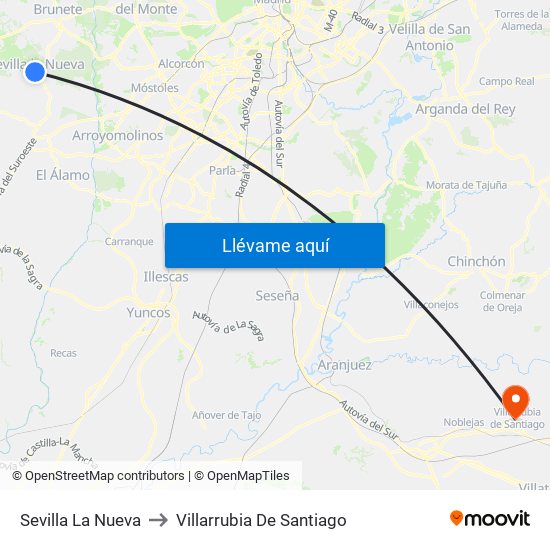 Sevilla La Nueva to Villarrubia De Santiago map