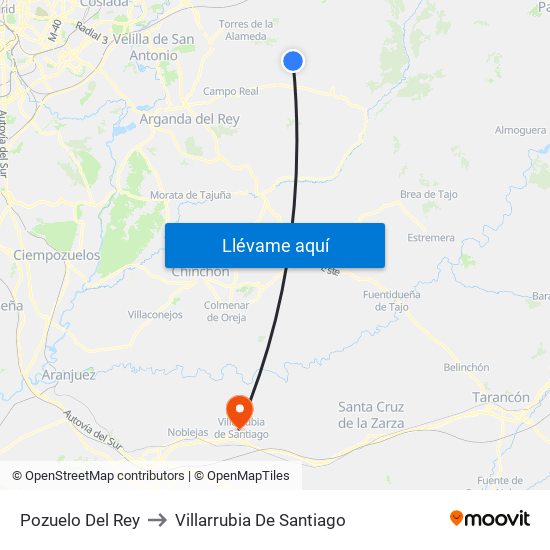 Pozuelo Del Rey to Villarrubia De Santiago map