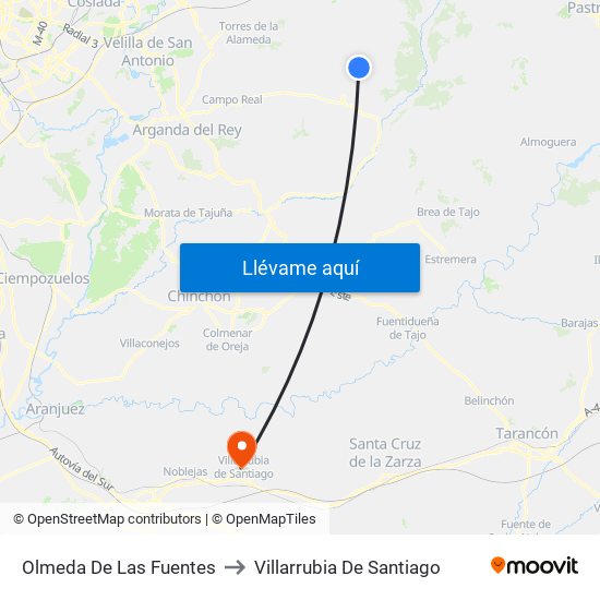 Olmeda De Las Fuentes to Villarrubia De Santiago map