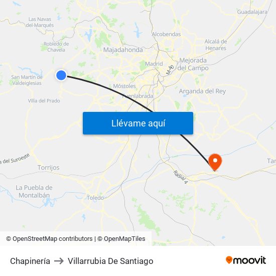 Chapinería to Villarrubia De Santiago map