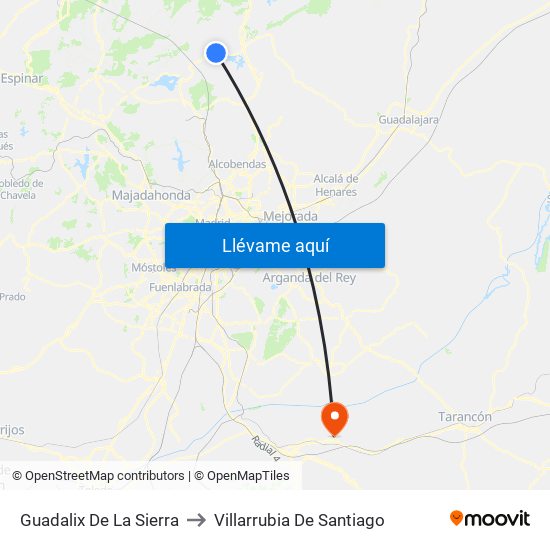 Guadalix De La Sierra to Villarrubia De Santiago map