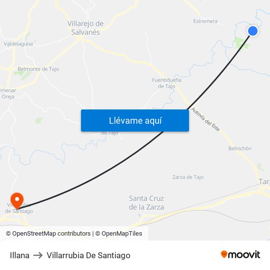 Illana to Villarrubia De Santiago map