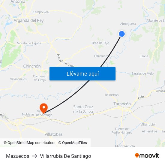 Mazuecos to Villarrubia De Santiago map