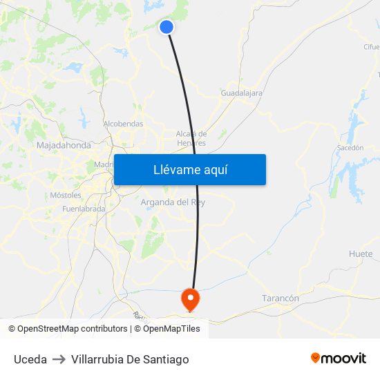 Uceda to Villarrubia De Santiago map