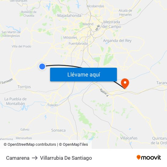 Camarena to Villarrubia De Santiago map