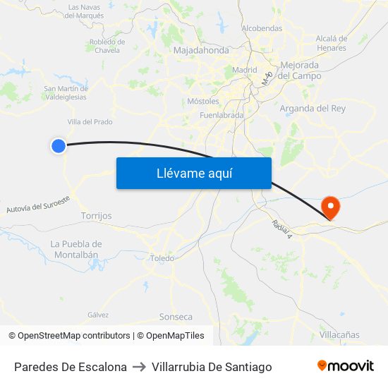Paredes De Escalona to Villarrubia De Santiago map